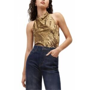 NEW VERONICA BEARD devonne halter top in brass